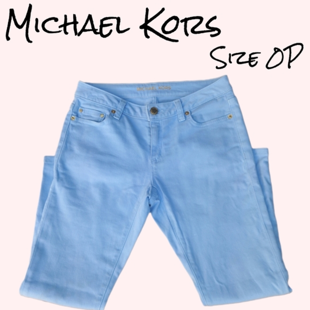 Michael Kors Izzy Cropped Skinny Jeans In a Sky Blue Hue Size 0P